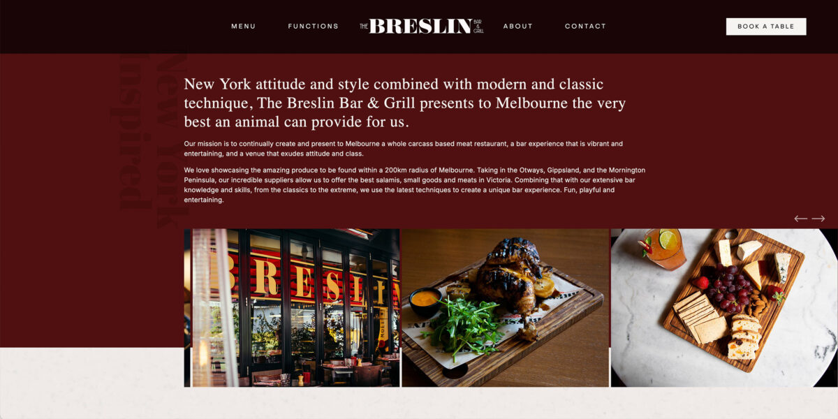 Breslin Bar and Grill - website design & development
