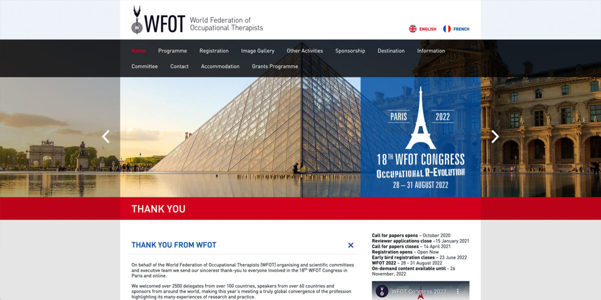 WFOT 2022 - website design & development